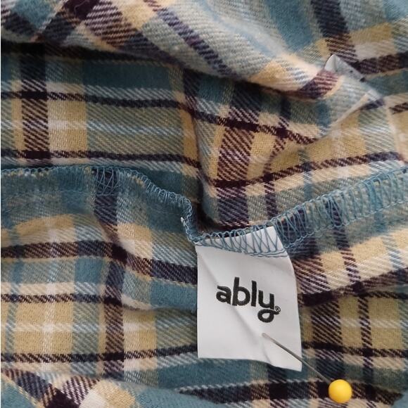 Ably Filium Activated Flannel Shirt Plaid Long Sleeve Blue Green Purple XL - Picture 8 of 10